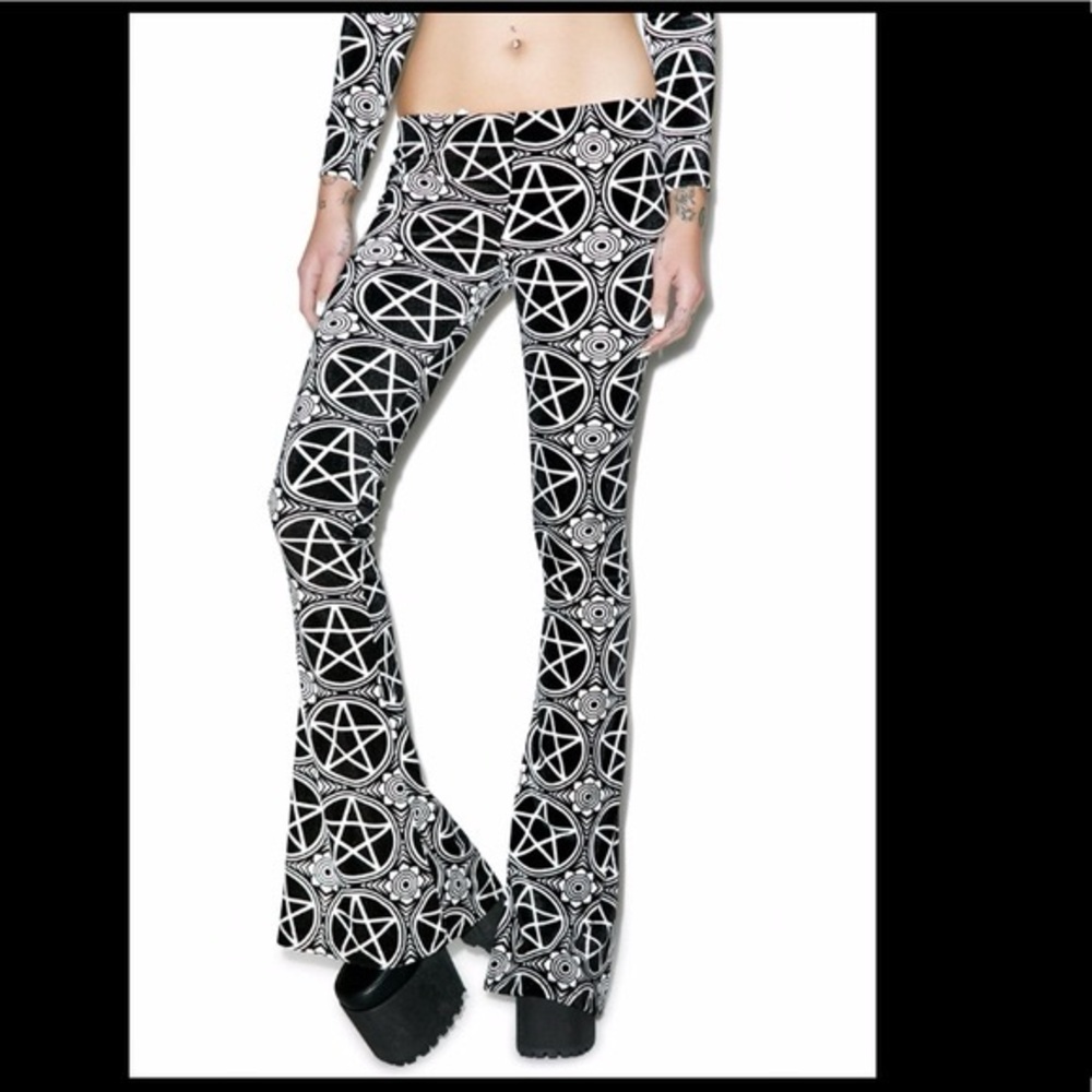 XL Killstar velvet pentagram bell bottoms